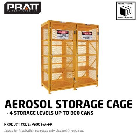 PRATT AEROSOL CAGE 4 STORAGE LEVELS UP TO 800 CANS. FLAT PACKED